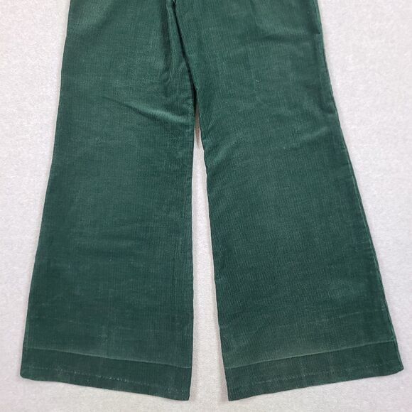 Vtg 70s Womens Sears JR. Bazaar Corduroy Bell Bottom Flare Green Pants Sz 26x31 - Picture 9 of 13